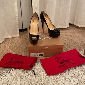 Lady Peep patent Christian Louboutin heels